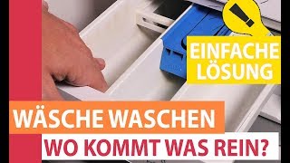 Wäsche waschen  In welches Fach der Waschmaschine kommt was rein Waschmittel Weichspüler und Co [upl. by Hajed]