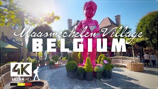 Luxurious OpenAir Shopping mall in Belgium Maasmechelen Village 4K [upl. by Eiramait840]