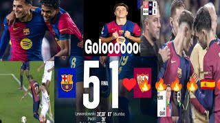 FC Barcelona 51SevillaLewandowski Raphinha Lamine Yamal Pablo TorreTop scrore [upl. by Reinnej]