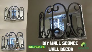 DIY DOLLAR STORE GLAM WALL SCONCE DIY BLING WALL DECOR [upl. by Ealasaid]