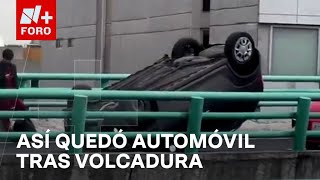 Vuelca automóvil en el segundo piso de Periférico CDMX  Las Noticias [upl. by Eedrahs]