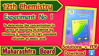 Class 12th Chemistry Experiment No 1 Solutions  Maharashtra Board [upl. by Llechtim]