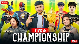 1 vs 6 HARDEST CHAMPIONSHIP DAY 1🏆👿 FT SMOOTH BADAL NOTA CENA nonstopgaming  free fire live [upl. by Marcie714]