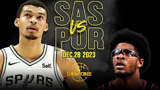 San Antonio Spurs vs Portland Trail Blazers Full Game Highlights  December 28 2023  FreeDawkins [upl. by Nyrak]