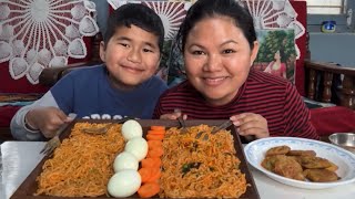 Real mukbang momo and ramen noodles sanosansar family vlog Pokhara [upl. by Nasas]