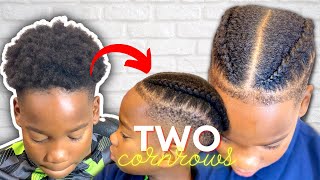 How to cornrow two braids on short hair🔥😱🔥✨dutch braidman bun✨ [upl. by Brodie]