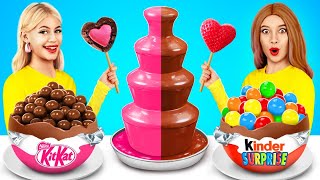 Chocolate Fountain Fondue Challenge  Sweet Crazy Challenge for 24 Hours by YUMMY JELLY [upl. by Aenad]