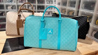 Unboxing  Jordan Monogram 25L “Emerald Rise”Tiffany Blue Duffle Bag [upl. by Ecikram]