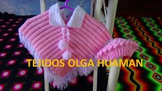 poncho tejido a crochet para bebe o niña en PUNTO ESPIGA paso a paso [upl. by Walrath]