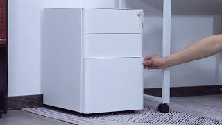 Vinsetto ThreeDrawer Filing Cabinet w Lock White [upl. by Rednazxela720]