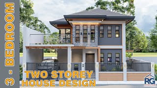 3Bedroom Two Storey House Design 80 x 80 m with floor plan [upl. by Okoy]