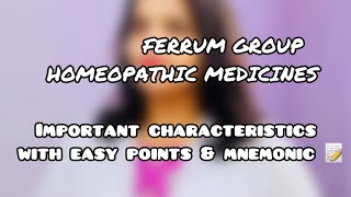 Character of Ferrum Group homeopathic Medicine amp pneumonic ferrum ferrumgroup homeopathy short [upl. by Fairfax]