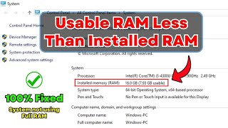 How to Fix Usable RAM Less Than Installed RAM on Windows 10 amp11  Fix System not Using Full RAM [upl. by Lash]