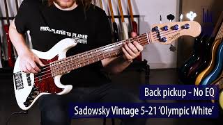 Sadowsky Vintage 521 Olympic white Live Demo  BassFreaksnet [upl. by Eadith]