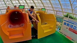 Yellow Tube Water Slide at Aquaticum Debrecen Hungary [upl. by Genie848]