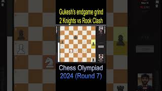 Gukeshs endgame grind 2 Knights vs Rook Chess Olympiad 2024 shorts chess chessolympiad2024 [upl. by Nilknarf956]