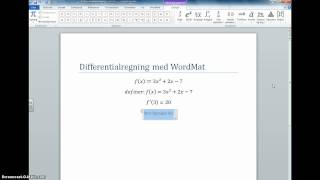 Differentialregning med WordMat [upl. by Annahsor]