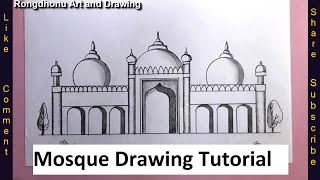 How to draw Mosque  Mashjid Drawing Tutorial  Pencil Drawing Easy [upl. by Louie]