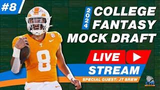 College Fantasy Football 2024 Mock Draft LiveStream 8 w JT Brew from DynastyPros [upl. by Octavia241]