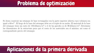 Problema de optimización Aplicaciones de la derivada [upl. by Eirelav]