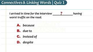 Connective amp Linking Words Quiz 1  Practice Test Linkers amp Connectors by Quality Education [upl. by Box]