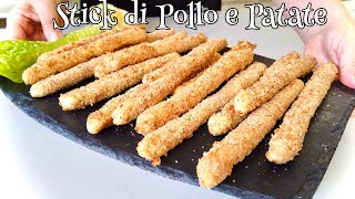 STICK DI POLLO E PATATE al forno senza Olio 🍗VELOCISSIMI E LEGGERI [upl. by Mathe522]