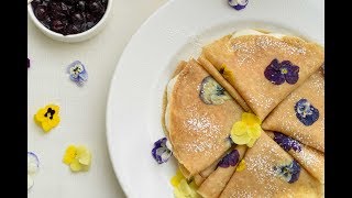 Viola Crepes with Lemon Cream amp Blueberry Sauce Recipe [upl. by Ennoryt801]