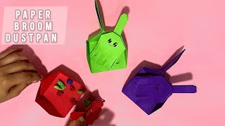 Cute paper broom and dustpan  how to make a cute paper broom  making of cute paper broom dustpan [upl. by Assirk]