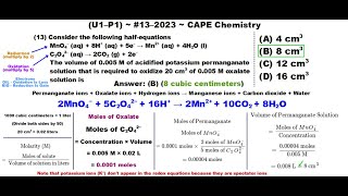 Stoichiometry Redox Titration of AllIon Reactants  202313U1P1 CAPE Chemistry [upl. by Nettle]