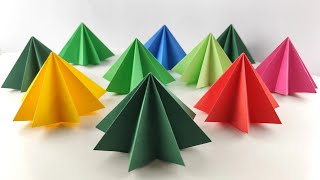 DIY 3D Weihnachtsbaum aus Papier basteln Einfache Weihnachtsdeko basteln Origami Tannenbaum [upl. by Nareht216]