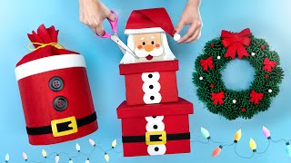 DIY Especial de Natal 🎄🎅 Guirlanda  Caixas de Presente Papai Noel  Caixa de Panetone [upl. by Kirst]