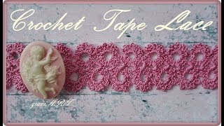 How to Crochet Lace Tape Ribbon very easy tutorial [upl. by Noreik]