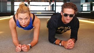 Beating Casey Neistat in a Handstand Challenge  Karlie Kloss [upl. by Aysan]