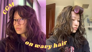 simple CGM routine 2A waves on asian hair  homemade flaxseed gel [upl. by Charmaine]