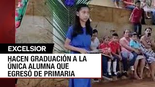 Chiapas Le hacen graduación a la única alumna que aprobó la primaria [upl. by Bricker]