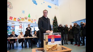 Serbians President Aleksandar Vucic vote in snap election  Reuters [upl. by Donelu610]