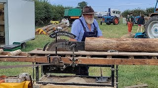 Steam sawing with Miniature steam traction engine at the Rempstone Steam and Country Show 2023 [upl. by Ailaro]