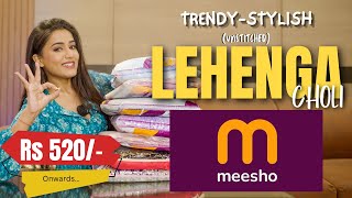 Festive special✨ MEESHO LEHNGA UNSTITCHED  Latest Collection  Honest review  gimaashi [upl. by Arelc42]