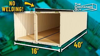 Connecting Two Shipping Containers Together Double Wide Home Garage Warehouse  DIY  NO WELDING [upl. by Inar]