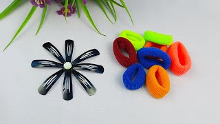 DIY HAIR ACCESSORIESMAKING IDEASFROM HAIR RUBBER BANDS [upl. by Yerg]