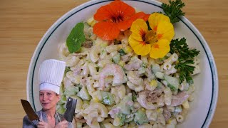 Recette de salade de pâtes crémeuse avec sauce maison🌽🍤🐟 [upl. by Eolanda]