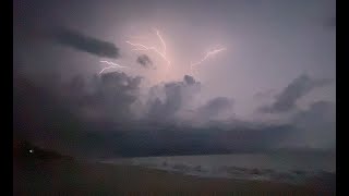 Crazy Non Stop Lightning Florida Beach Night Sky [upl. by Attaynik916]