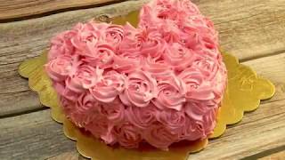 Heart Shaped Anniversary Cake  EGGLESS and WITHOUT OVEN  Rose Cake for anniversary valentine [upl. by Bianka]