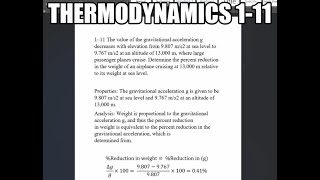 Thermodynamics 111 The value of the gravitational acceleration g decreases with elevation from 980 [upl. by Hudgens]