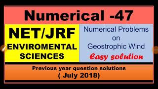 Geostrophic wind numerical questions with solution NTA NET JRF environmental sciences mind mapping [upl. by Niarfe]