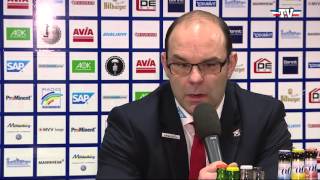 Pressekonferenz Adler Mannheim  Kölner Haie am 11032016 [upl. by Gnouhk]