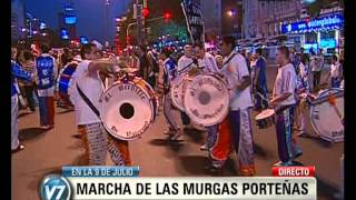 Visión 7 CABA Las murgas anunciaron el Carnaval desfilando por la avenida Corrientes [upl. by Alrats]