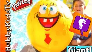 GIANT SpongeBob Round Face PlayDoh Egg Surprises by HobbyKidsTV [upl. by Absa]