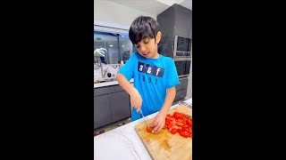 Shlok is helping in the kitchen making dinner  Raw video [upl. by Aisetal]