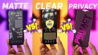 எது💪பெருசுன்னு ஓடச்சிக்கட்டு⚡️ Matte vs Clear vs Privacy🔥Tempered Glass [upl. by Kamat]